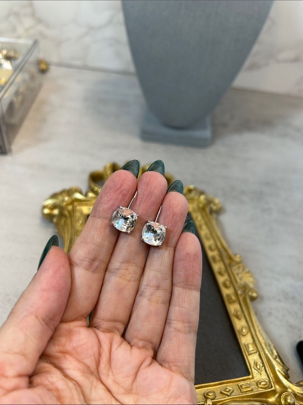 🤩 Sparkle Galore Clear Crystal Drop Earrings - Silver Tone